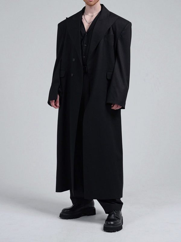 Abrigo Largo Cruzado Oversized en Negro