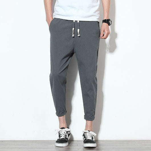 Pantalones de Lino para Hombre Estilo Coreano - Ajuste Relajado y Fresco - Image 16