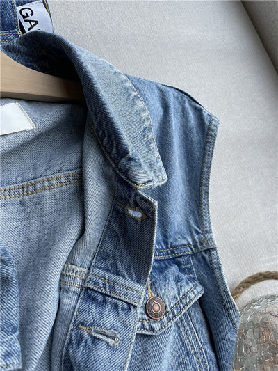 Chaleco Denim Suelto sin Mangas para Mujer - Image 14