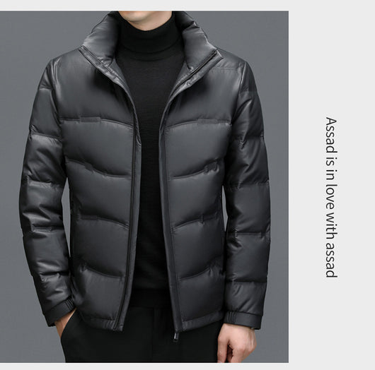 Abrigo de Cuero con Plumón de Pato Blanco para Hombre - Cálido y Elegante - Image 28