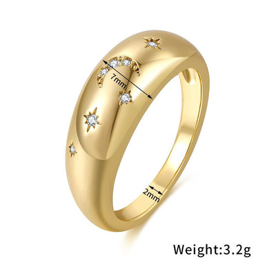 Anillo Dorado con Patrón Geométrico y Baño de Cobre - Versátil y Elegante - Image 2