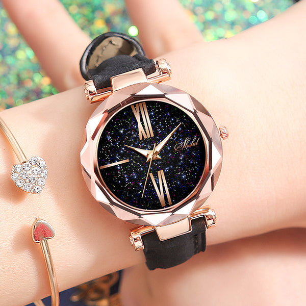 Reloj para Dama con Diseño de Cielo Estrellado Casual y Elegante