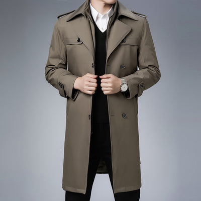 Chaqueta Cortavientos Doble Botonadura con Forro de Lana Desmontable para Hombre - Image 12