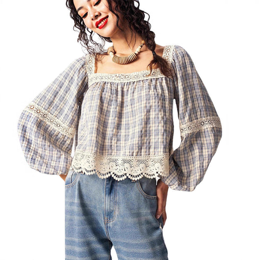 Blusa de Encaje Patchwork para Mujer - Image 2
