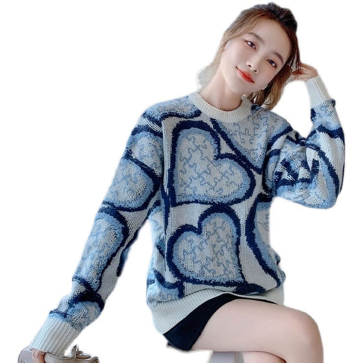 Suéter Tejido Jacquard Combinado de Colores - Blusa Holgada para Mujer - Image 12