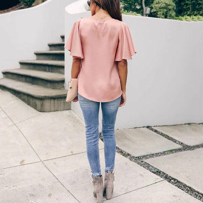 Blusa Suelta con Cuello en V y Mangas Volantes - Image 23