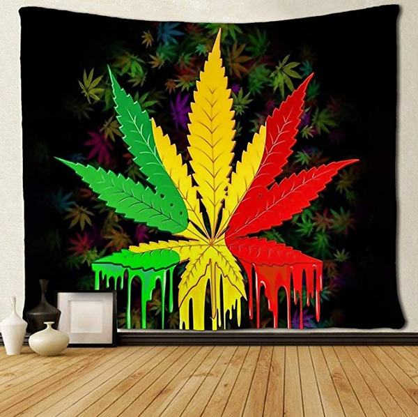 Tapiz de Pared Hoja de Cáñamo - Decoración Botánica Natural