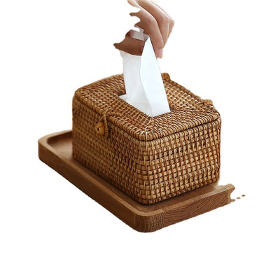 Dispensador de Pañuelos de Ratán Tejido a Mano - Image 3