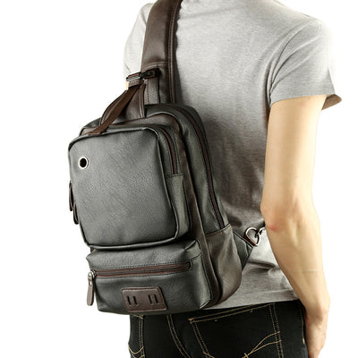 Mochila Pecho de Cuero para Hombre - Estilo Coreano Casual - Image 3