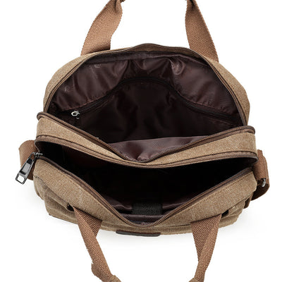 Bolsa de Lona para Hombre Estilo Retro - Maletín Casual con Múltiples Compartimentos - Image 5