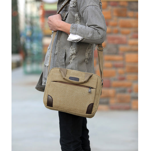 Bolsa de Lona para Hombre Estilo Retro - Maletín Casual con Múltiples Compartimentos
