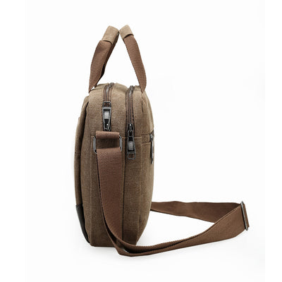 Bolsa de Lona para Hombre Estilo Retro - Maletín Casual con Múltiples Compartimentos - Image 3