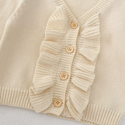 Abrigo Tejido para Niña con Cuello en V y Volantes - Primavera - Image 12