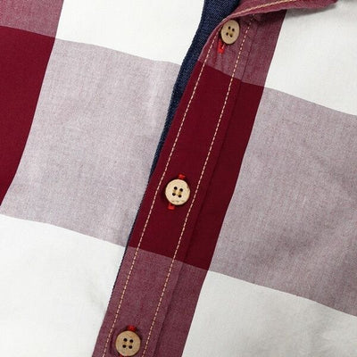 Camisa Casual Slim Fit Cuadros Bloques de Color para Hombre - Image 3