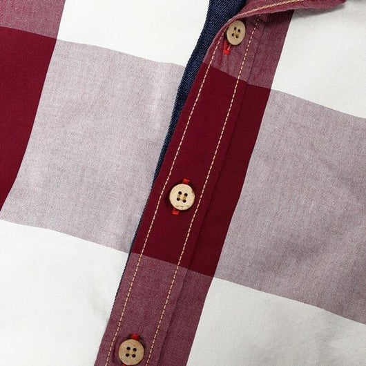 Camisa Casual Slim Fit Cuadros Bloques de Color para Hombre - Image 3