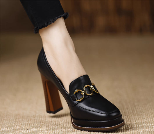 Botines de Cuero Oveja con Tacón Grueso para Mujer - Image 3