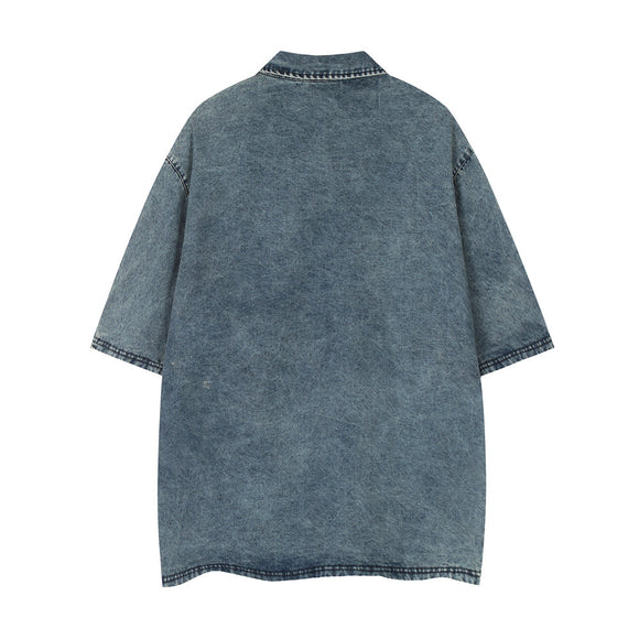 Polo Denim Manga Corta para Hombre - Estilo Casual Versátil