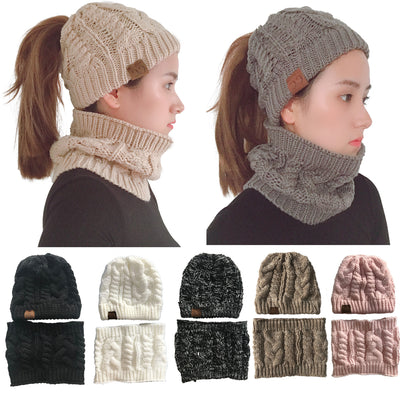 Gorro Tejido Multifuncional con Bufanda Integrada para Mujer - Protección Térmica Invierno
