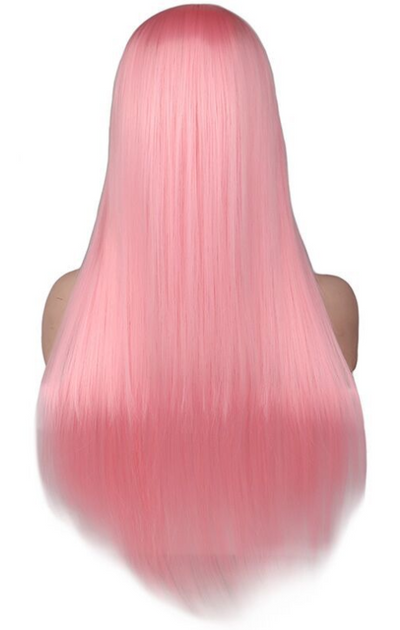 Peluca Larga Rosa Claro con Flequillo Recto - Fibra de Alta Temperatura Estilo Fashion - Image 6