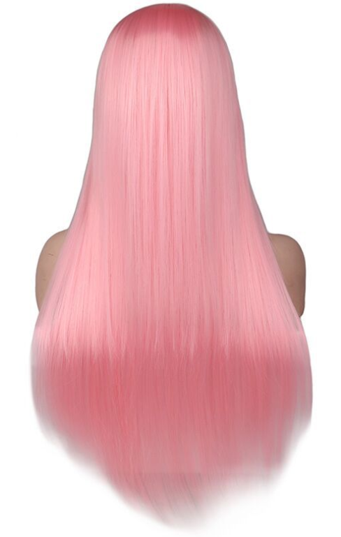 Peluca Larga Rosa Claro con Flequillo Recto - Fibra de Alta Temperatura Estilo Fashion - Image 6