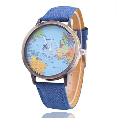 Reloj de Cuarzo con Patrón de Avión y Mapa Mundial - Image 4