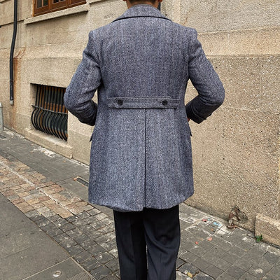Abrigo Tweed Doble Fila de Largo Medio para Hombre - Image 8