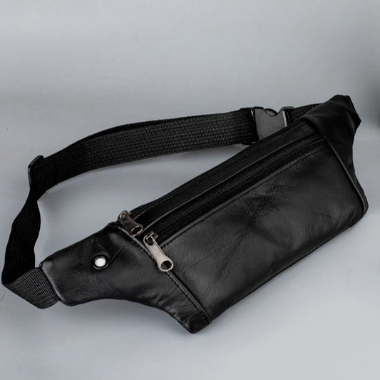 Riñonera Deportiva de Cuero Genuino para Hombre, Bolsa Invisible para Correr