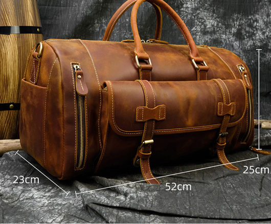 Bolsa de Viaje Retro Crazy Horse en Cuero para Hombre - Image 23