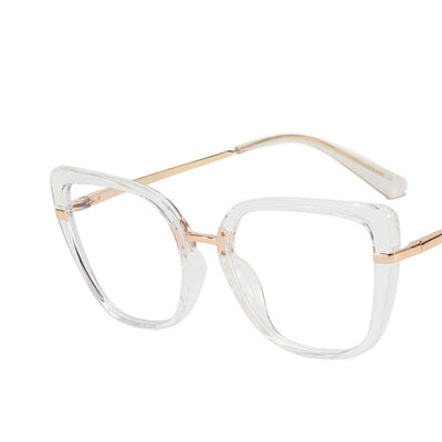 Blue and brown patterned butterfly frame anti-blue light glasses with gold-tone temples and blue temple tips. - Image 8