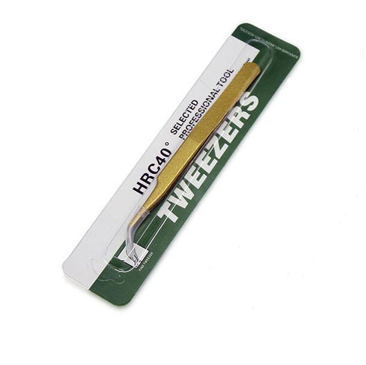 Pinzas Curvas Profesionales para Extensiones de Pestañas - Acero Inoxidable Dorado - Image 5