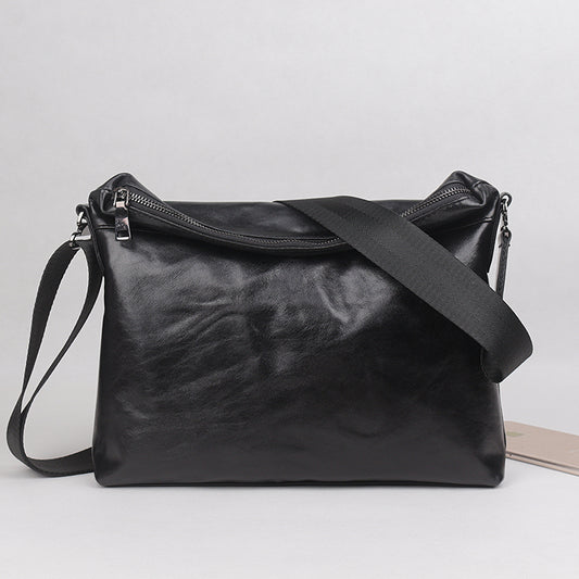 Bolsa Bandolera de Cuero Genuino para Hombre - Estilo Casual y Minimalista