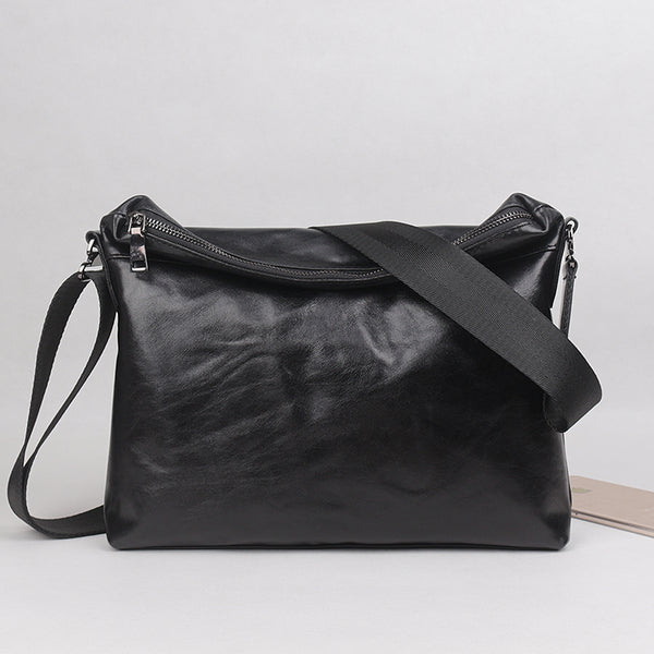 Bolsa Bandolera de Cuero Genuino para Hombre - Estilo Casual y Minimalista