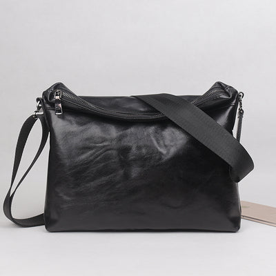 Bolsa Bandolera de Cuero Genuino para Hombre - Estilo Casual y Minimalista