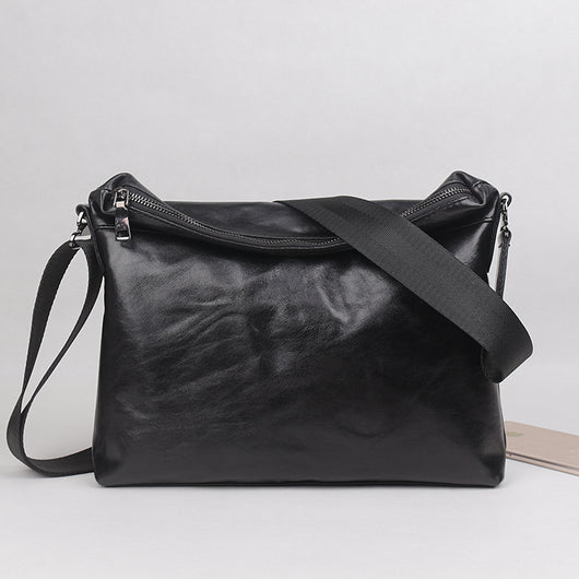 Bolsa Bandolera de Cuero Genuino para Hombre - Estilo Casual y Minimalista