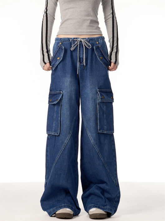 Pantalones Cargo Retro Mujer Cintura Alta Bolsillos Múltiples Corte Recto - Image 18