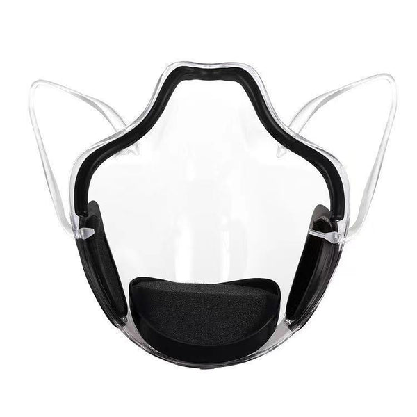 Transparent full face protective mask with blue chin guard and clear ear loops, designed for anti-splash and dust protection. - Image 5