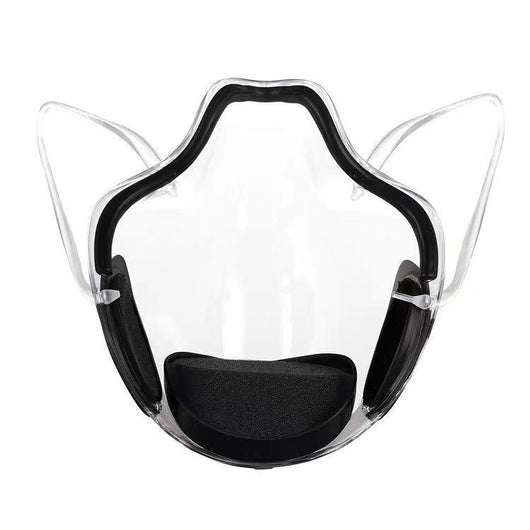 Transparent full face protective mask with blue chin guard and clear ear loops, designed for anti-splash and dust protection. - Image 5