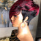 Peluca Bob Pixie Rojo Oscuro Cabello Humano Natural Corto