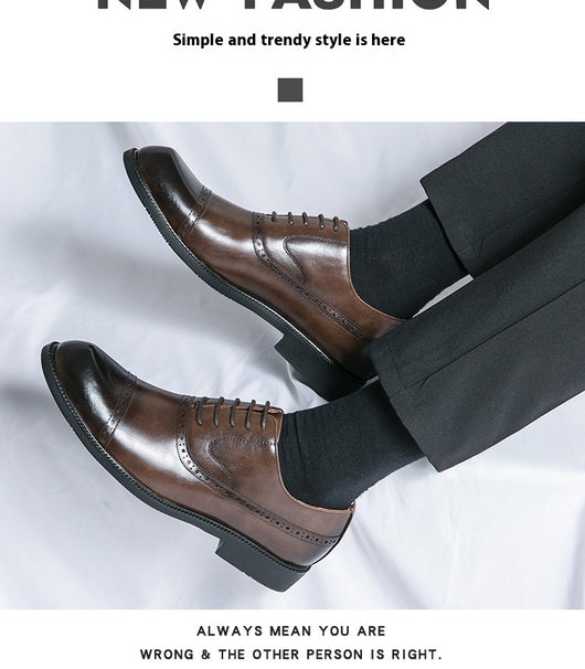 Zapatos de Cuero Puntiagudos Estilo Retro para Hombre Talla Grande - Image 15