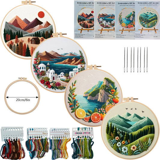 Kit de Bordado Europeo Primavera-Verano: Colección Montaña y Costa