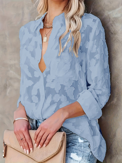 Camisa Elegante de Jacquard con Botones - Image 3