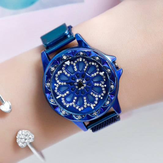 Reloj de Moda Giratorio con Piedras Magnéticas - Diseño Viral de Influencers