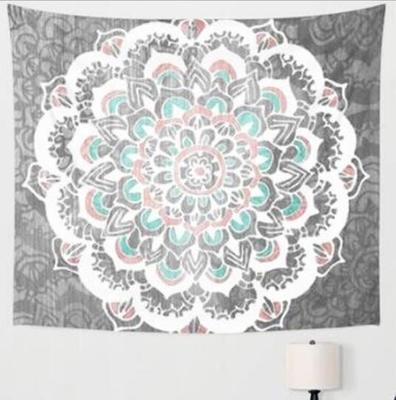 Tropical leaf and pink flamingo tapestry with "GOOD MORNING" text, hanging above a bed in a bright room. - Image 6