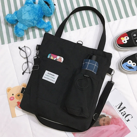 Mochila Estilo Harajuku con Bolsillos - Bolsa de Lona para Estudiantes y Mujeres - Image 9