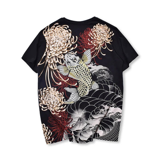 Camisa Koi Humo con Bordado Artesanal