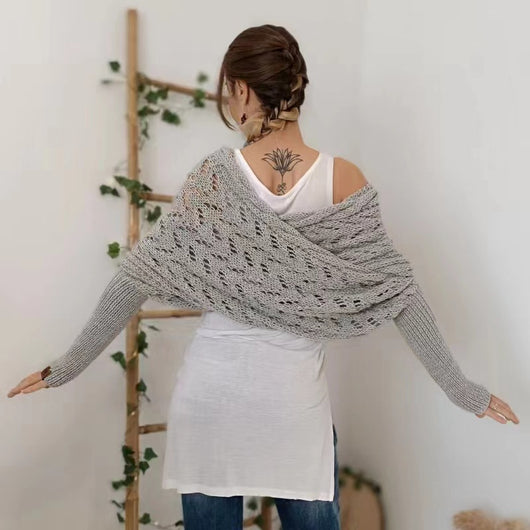 Chal Tejido Cálido Otoño-Invierno con Mangas Caladas para Mujer - Image 14