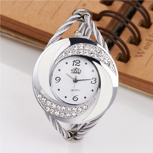 Pulsera Reloj de Diamantes con Trenzado - Image 4