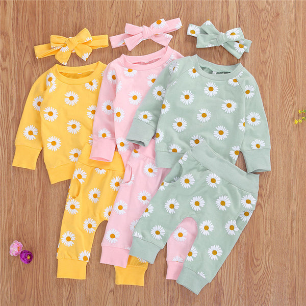 Conjunto Infantil Estampado Crisantemo para Bebé y Niño