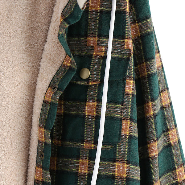 Chaqueta Hoodie Cuadrillé Acolchada para Mujer Talla Mediana