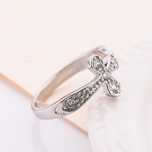Anillo de Compromiso Oro Blanco para Mujer - Diseño Coreano Elegante